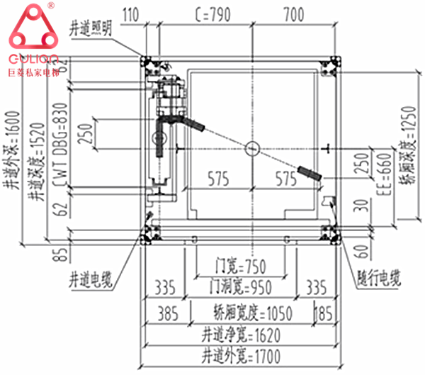 别墅电梯井道尺寸